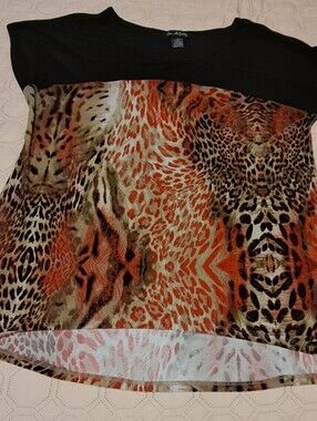 Elie McCarthy Animal Print Polyester Top Sz L